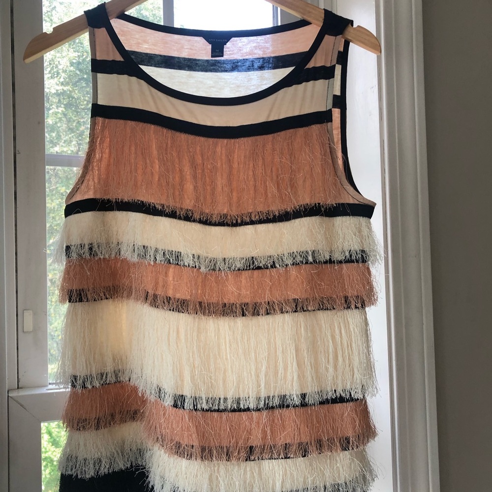 Ann Taylor Frill Striped Tank Top